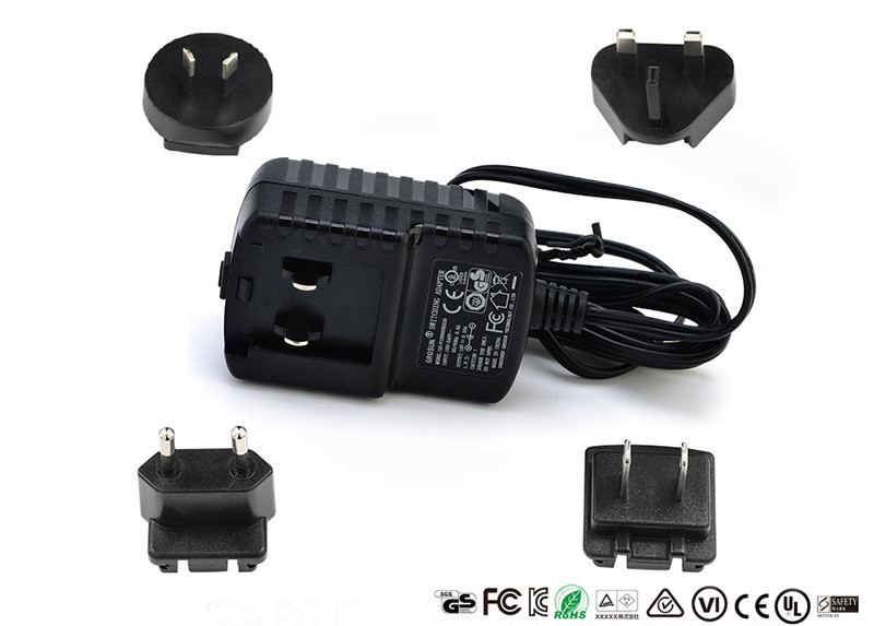 5V 1A 2A 12V 1A Detachable Plug Interchangeable Power Adapter CE FCC UL GS EAC Certificate