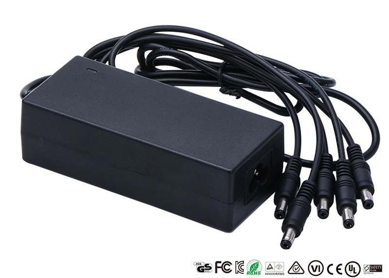 DOE VI 12V Power Adapter 4A 48W UL Approved With 5 Ways Splitter Cable