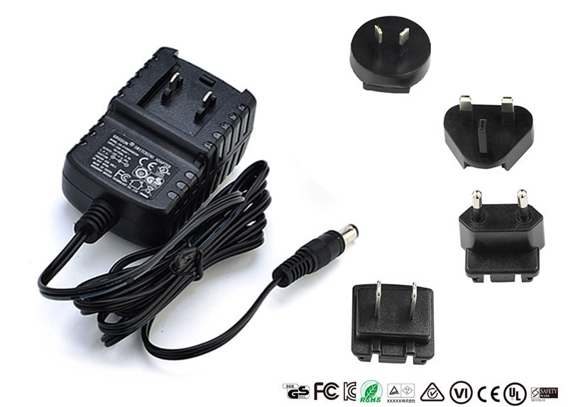 EN60065 EN60950 Interchangeable Power Adapter Detachable Plug 9V 0.5A